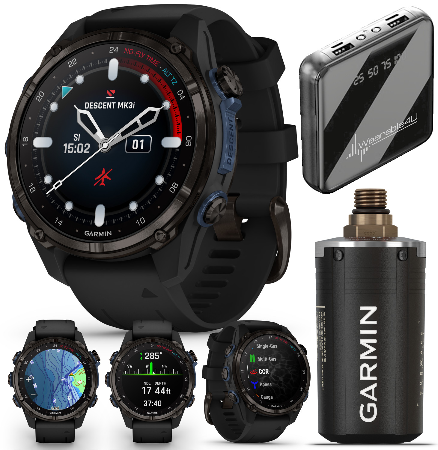Garmin Descent Mk3i 43 mm Titanium Dive Computer Smartwatch w/ Power Bank