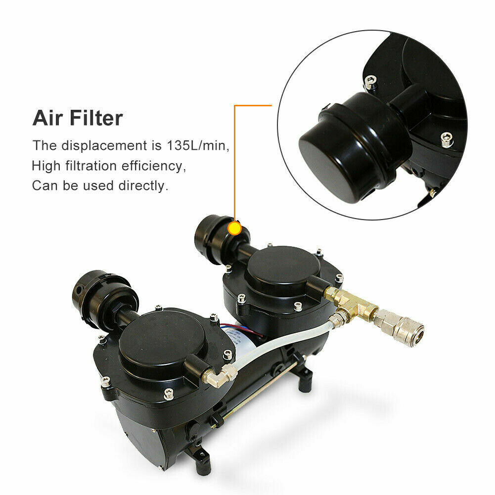 HPDAVV Direct Breath 12V Oil-less Hookah Dive Air Compressor W/ Hose+Regulator