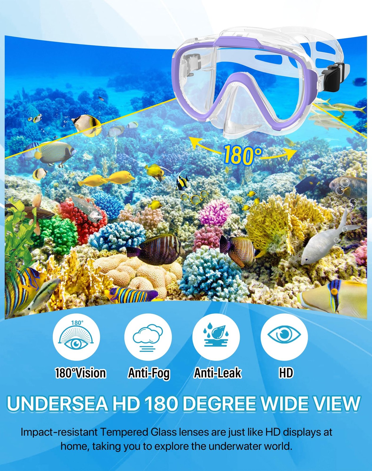 Ubekezele Snorkeling Gear for Adults Men Women,4 in 1 Snorkel Set with Panora…