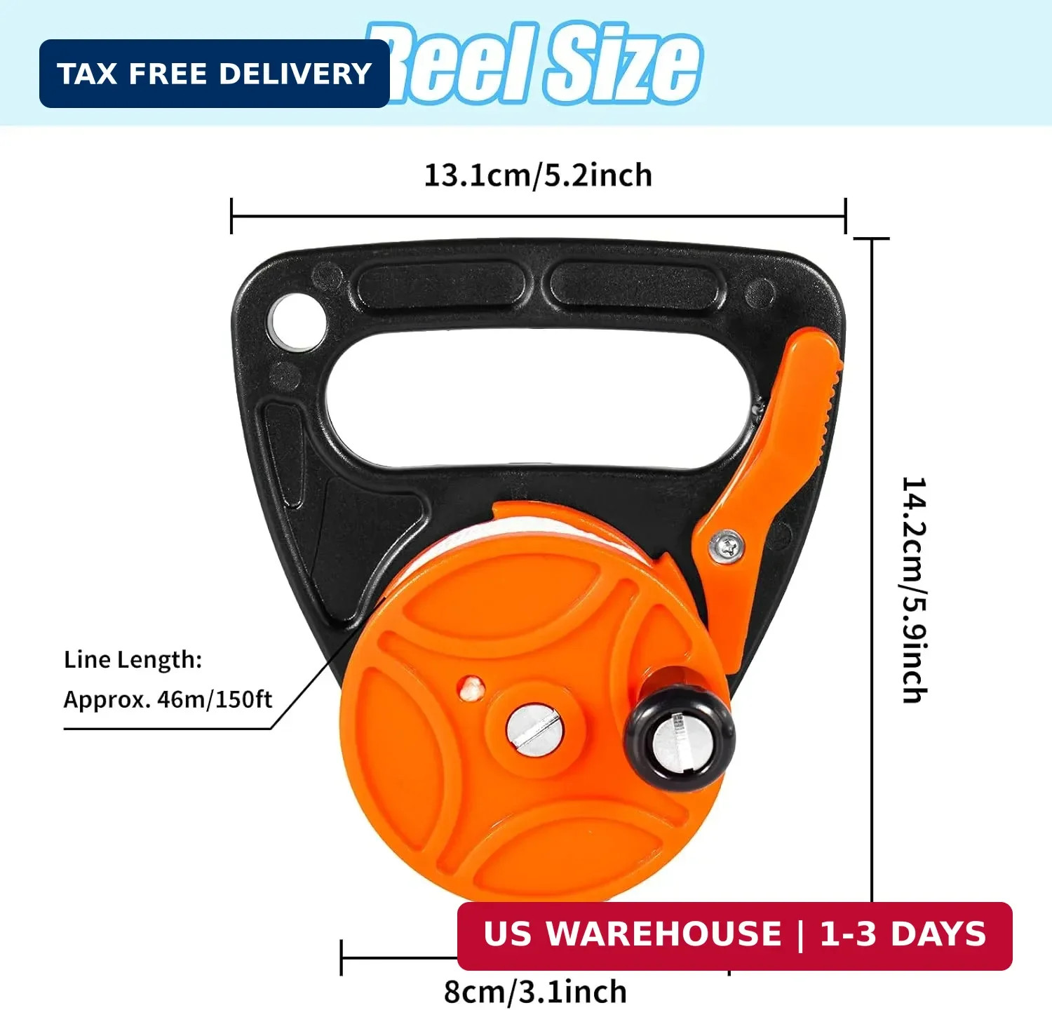 Compact 150ft Scuba Dive Reel Kayak Anchor with Thumb Stopper for Safety Underwa