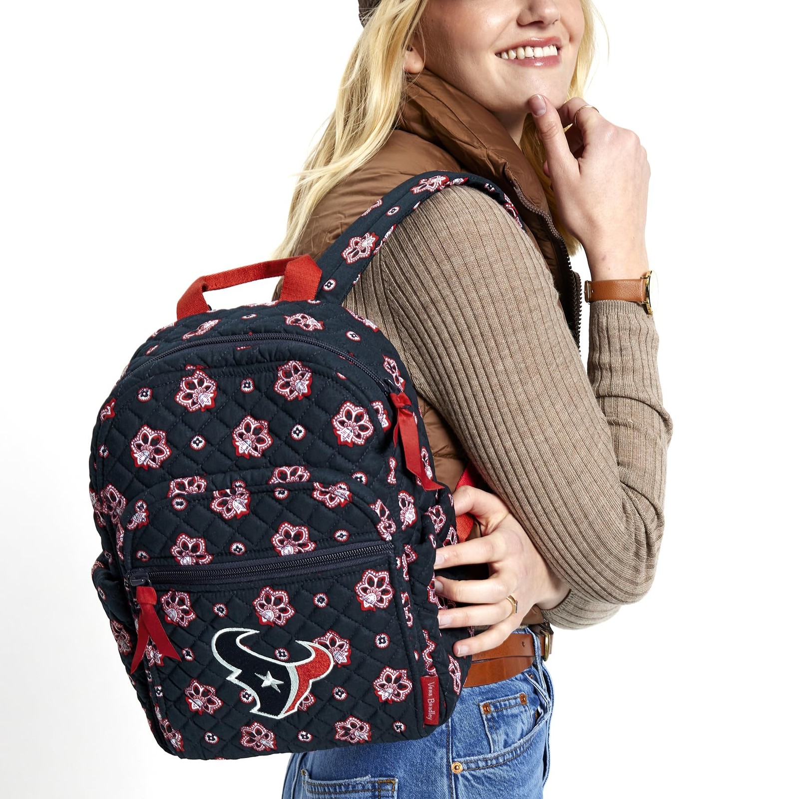 Vera Bradley Women’s No data One Size, Navy/Red Bandana With Houston Texans