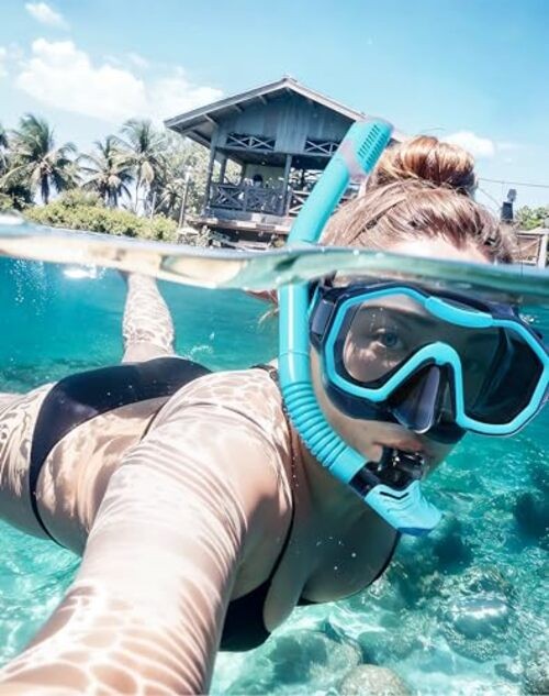Snorkeling mask Adults A1-Black + BlackGreen