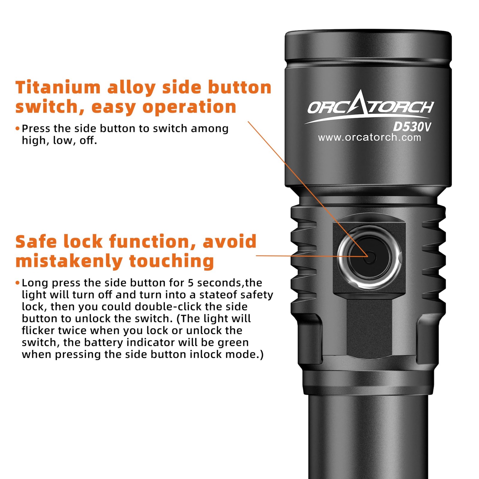 ORCATORCH D530V 1200 Lumen Scuba Diving Video Light 140 Degrees Super Wide Be…