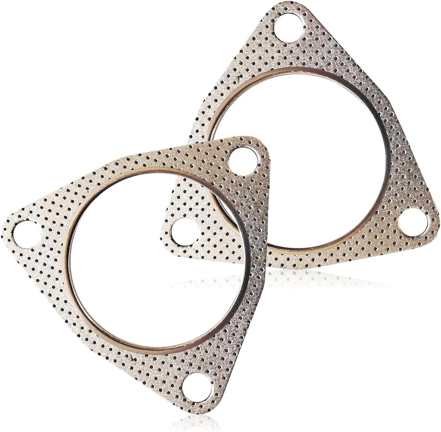 2 PCS Exhaust Gasket, 2.5″ Three-Bolt Exhaust Flange Gasket, Durable Catalytic C