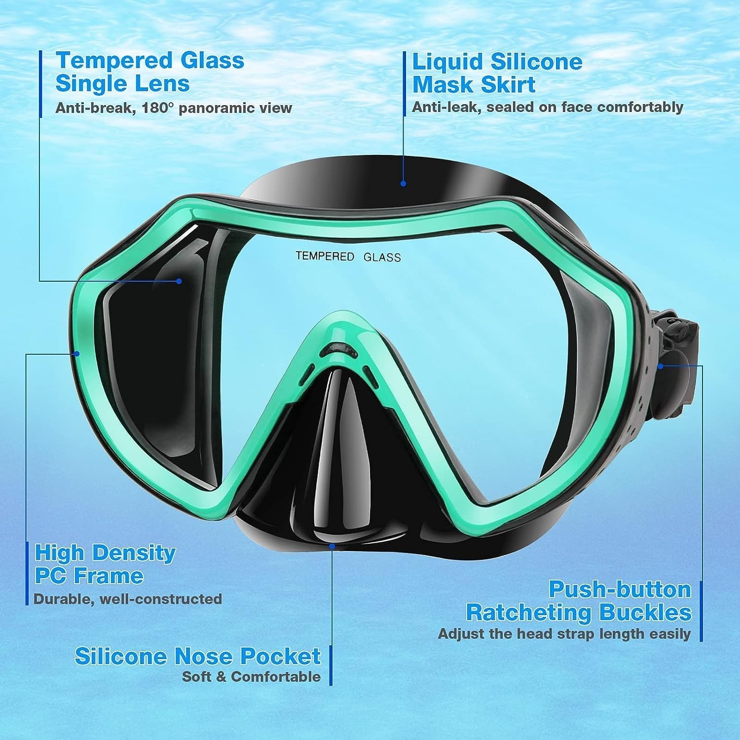 Snorkeling Gear for Adults, Dry Adult Snorkel Set HD Panoramic View Snorkel Mask