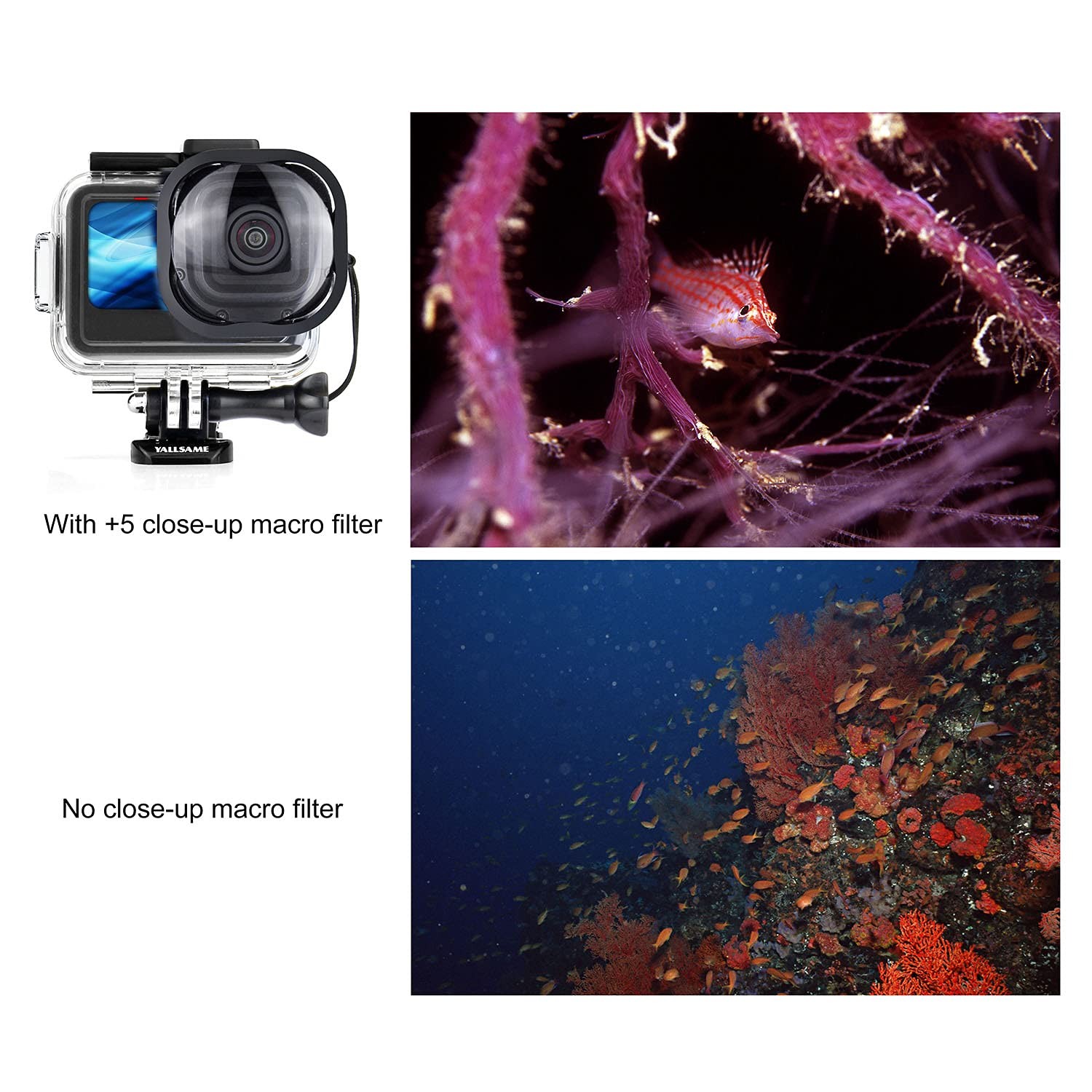 YALLSAME Waterproof Case and Filters for Hero 9/10/11/12/13
