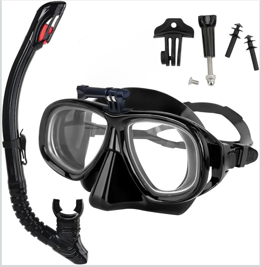 Body+ Sport Snorkel Gear Near Sighted Vision -4.50 Goggles with Camera Mount