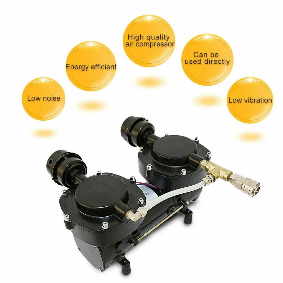 KATOOL Direct Breath 12V Oil-less Hookah Dive Air Compressor W/ Hose+Regulator