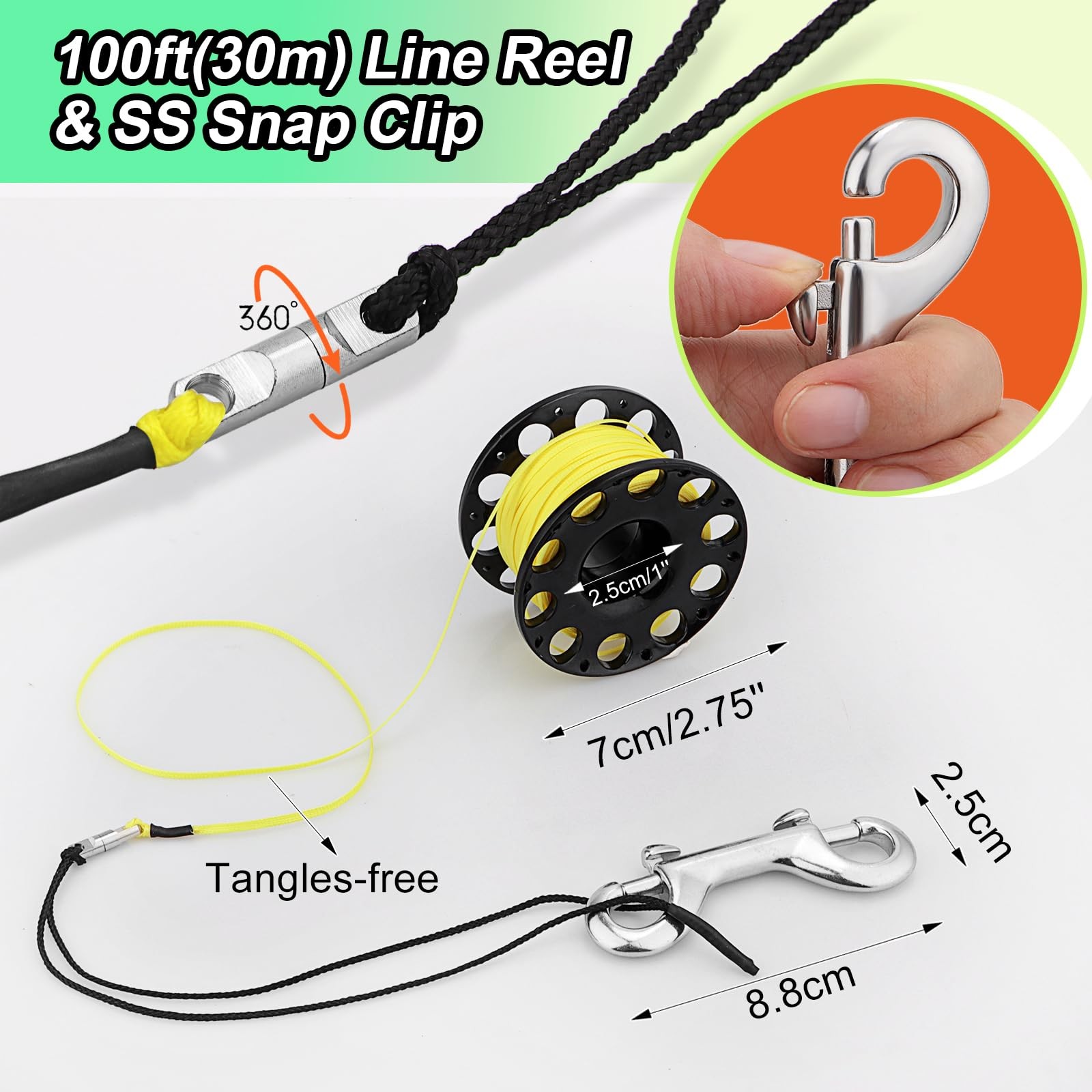 Surface Marker Buoy Scuba with Reel, 6ft/180cm High Visibility Diving Open Bo…