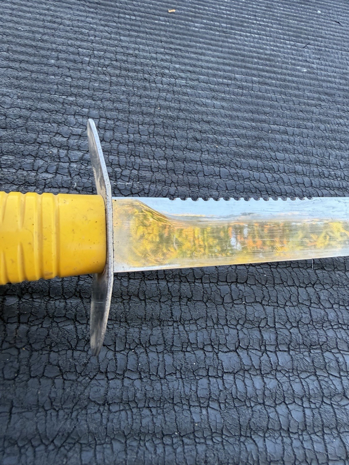 Rare Vintage Swimaster Yellow Handled Diving Knife Tris Mares Italy Sheath Case
