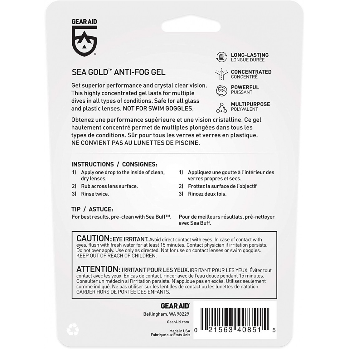 GEAR AID Sea Gold Anti-Fog Gel Coating for SCUBA Dive Masks, 1.25 fl oz