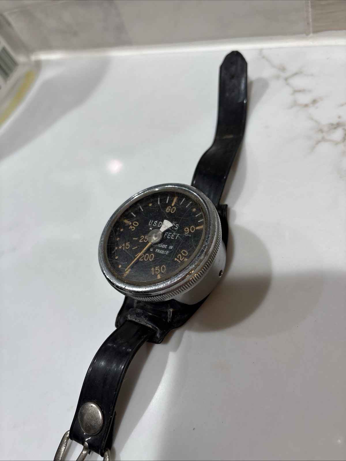 Vintage 1960s US Divers Made In France Scuba Divers Depth Gauge 15-200 Ft