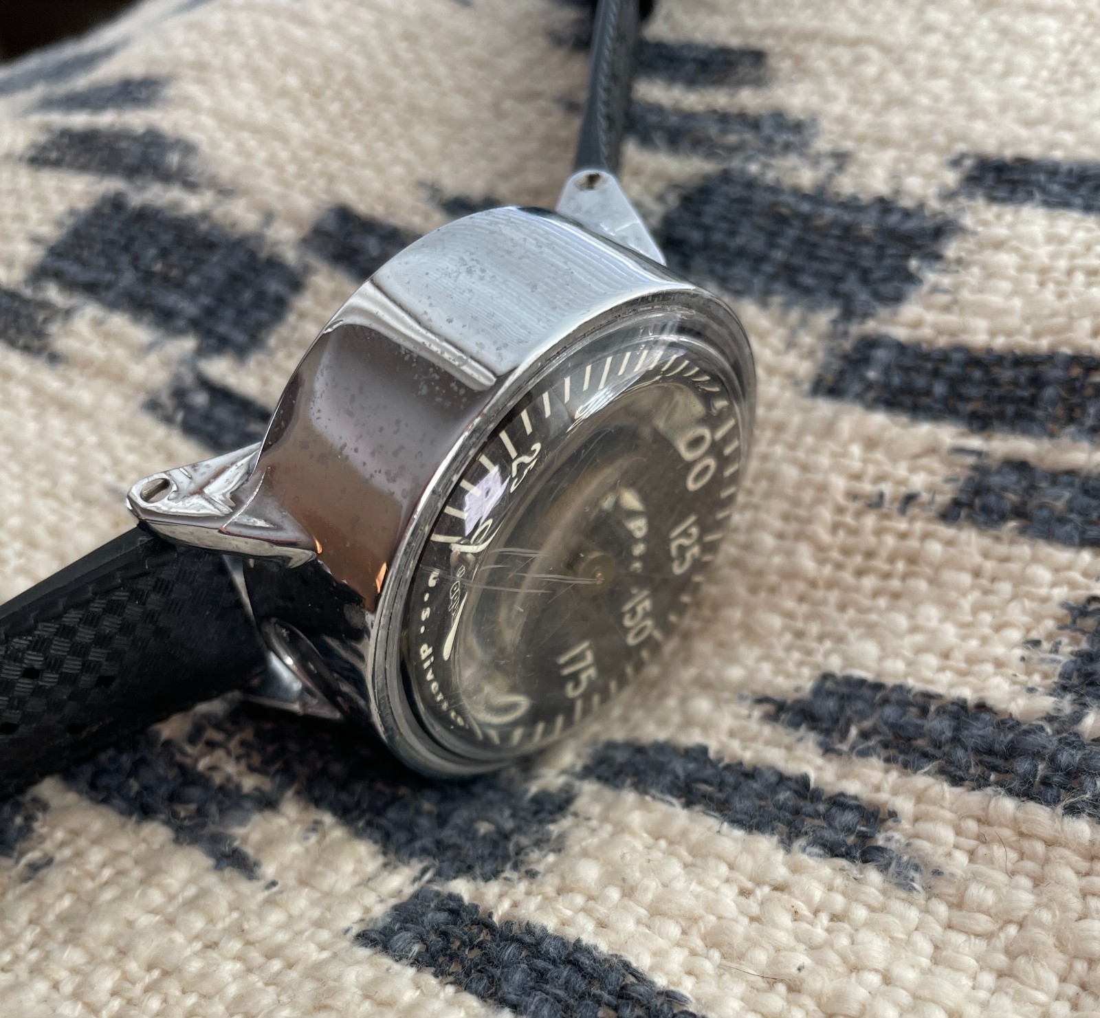 Vintage Aqua Lung Calypso Depth Gauge Watch 200′ w/Original Band Untested