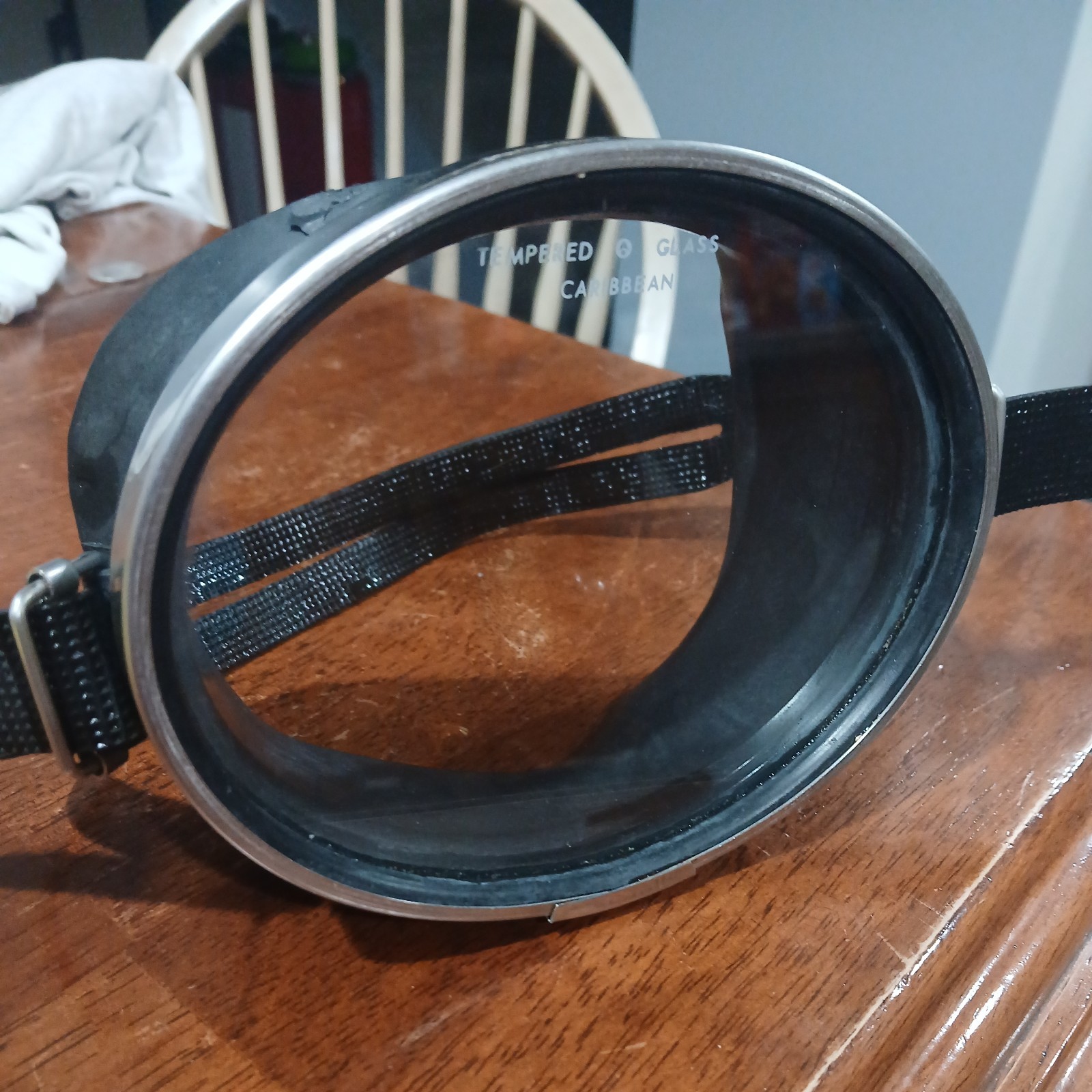 Vtg Caribean 1960s Scuba Diving Mask 88-450 Tempered Glass Black Rubber Japan