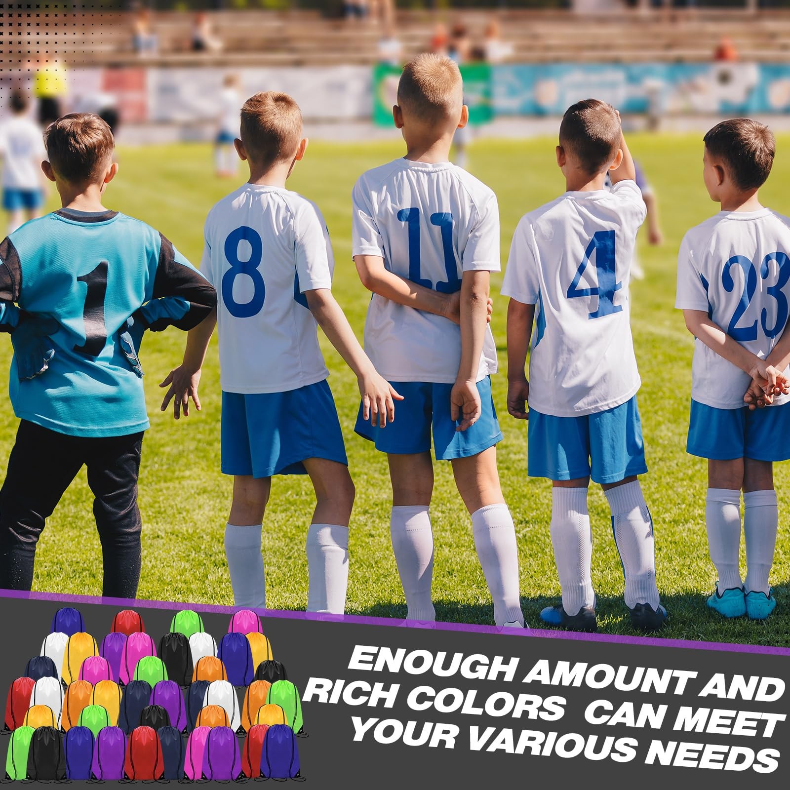 Shappy 60 Pcs Drawstring Backpack Bulk Sports Gym 17 x 13.4 inches, 10 Colors