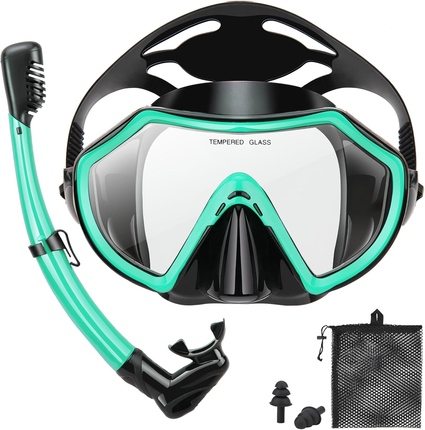 Snorkeling Gear for Adults, Dry Adult Snorkel Set HD Panoramic View Snorkel Mask