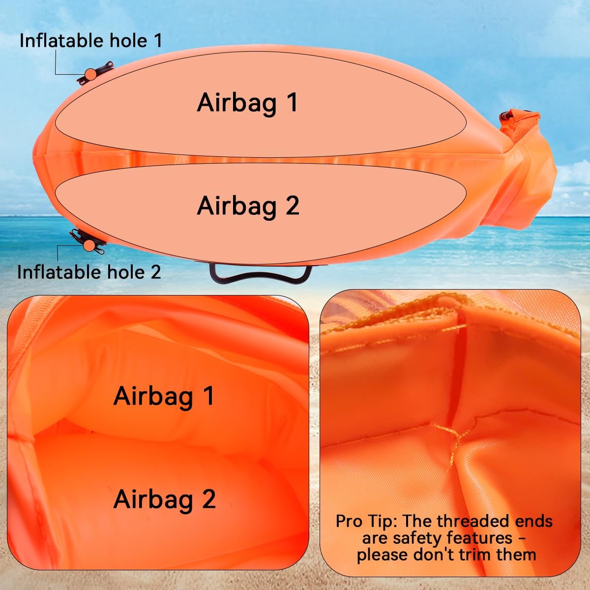 LeKaufen Swim Buoy for Open Water Swimmers – 28L Medium to Large, Orange