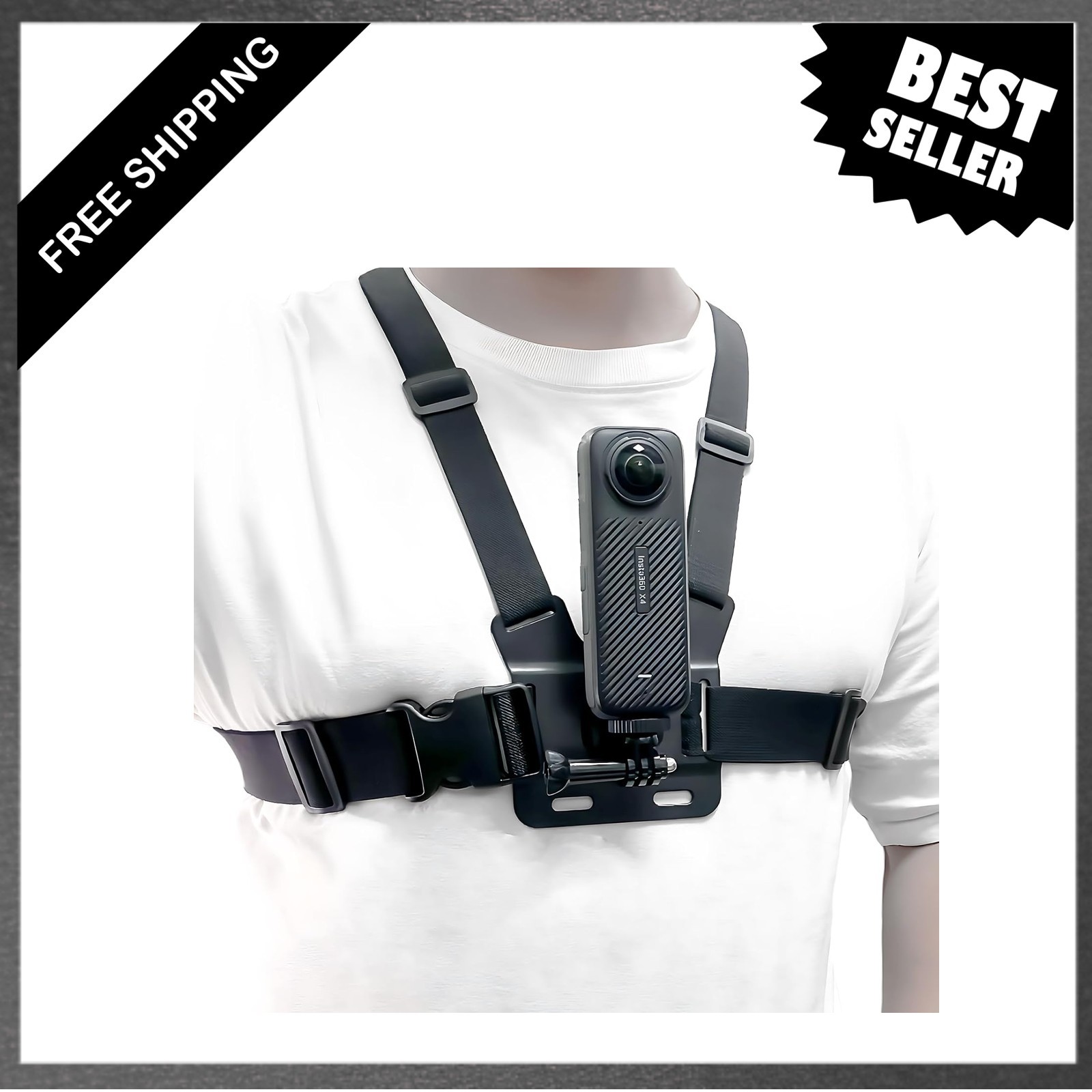 Adjustable Chest Mount Harness for Insta360 X5 X4 X3 X2 ACE Pro ONE RS R GO 2 3