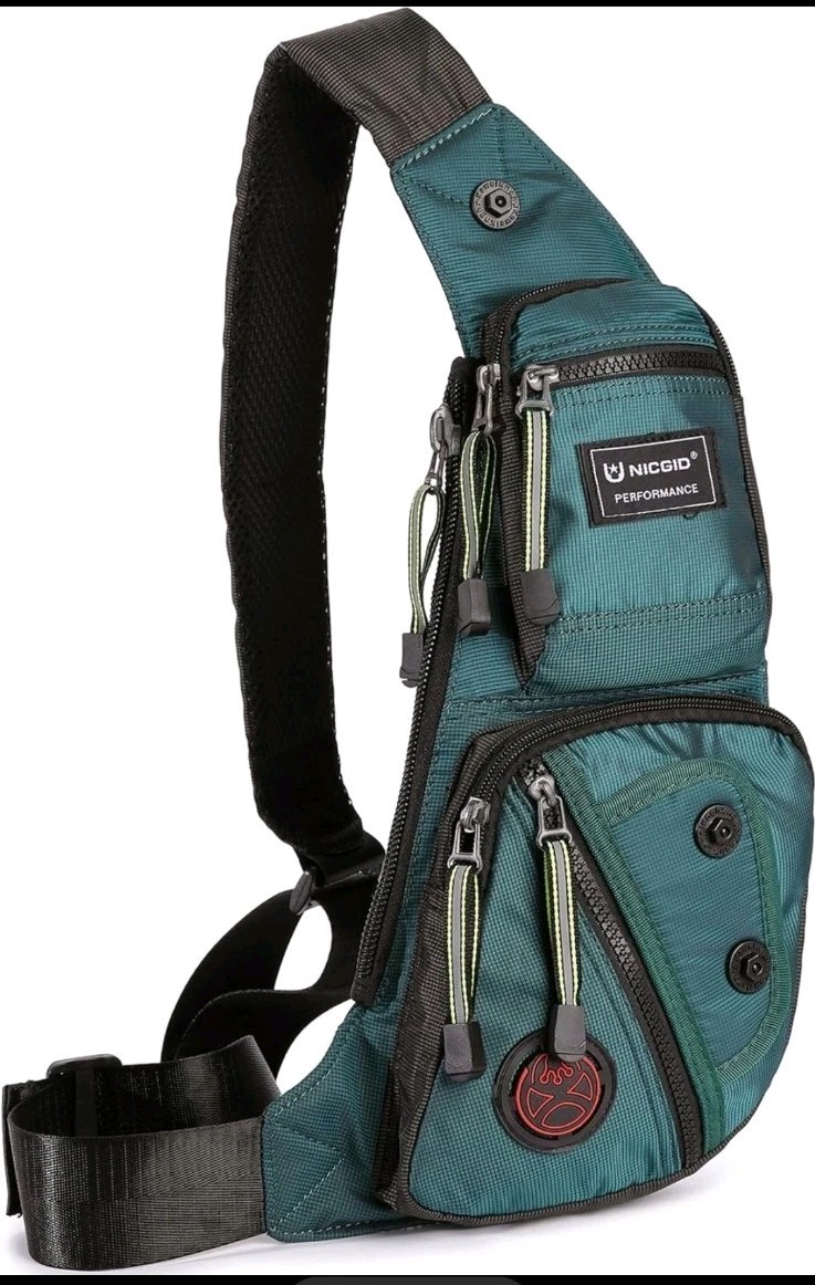 NICGID Sling Bag Chest Shoulder Backpack Crossbody Bags Casual Dark Green Teal