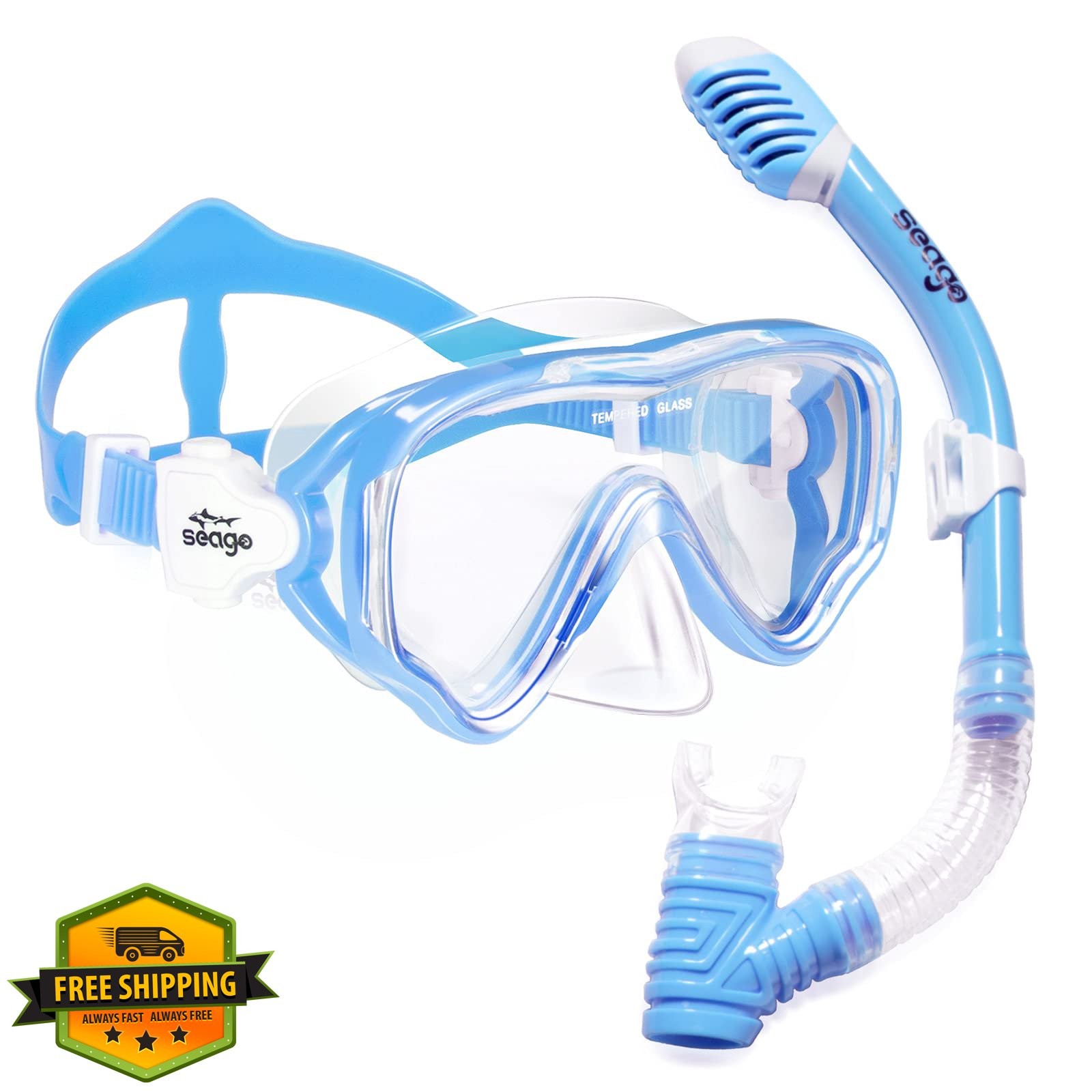 Seago Kids Snorkel Set Dry Top Mask Anti-Fog Swim Gear