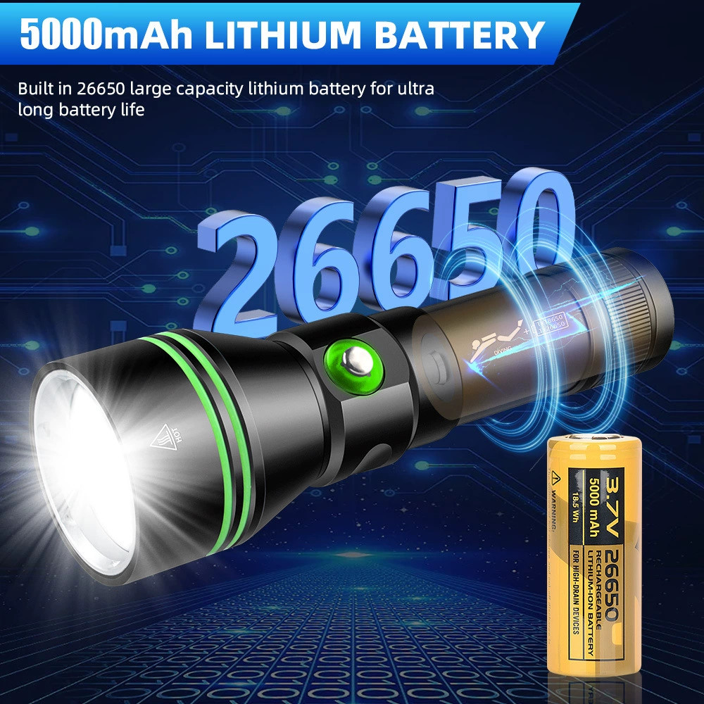 300000LM Diving Flashlight P70 LED Scuba Underwater Fishing Hunter Dive Torch