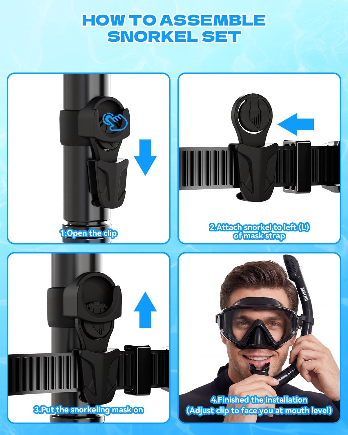 Diving Dry Snorkel for Adult & Youth – Snorkeling Gear with Top Dry Valve for Sn