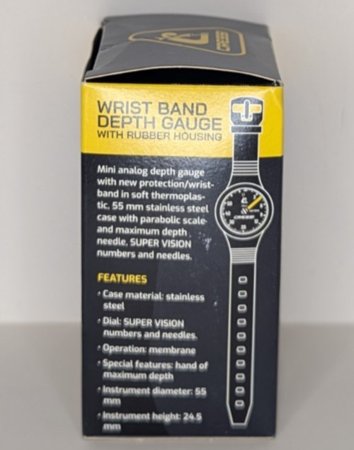 Cressi Wrist Band Depth Gauge with Rubber Housing for Scuba Diving (KC1760130)