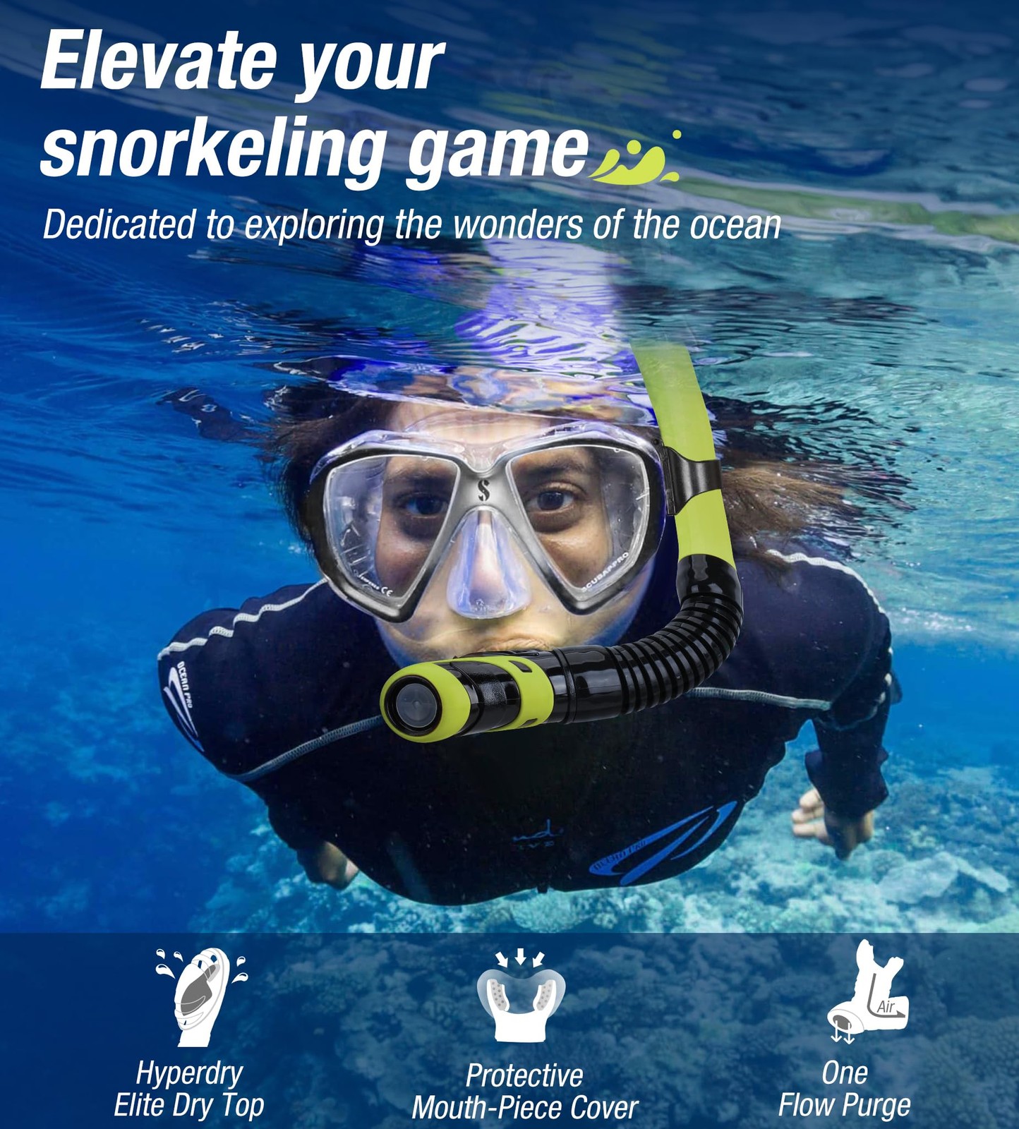 Aegend Diving Dry Snorkel for Adult & Youth Snorkeling Gear with Top Dry Val…