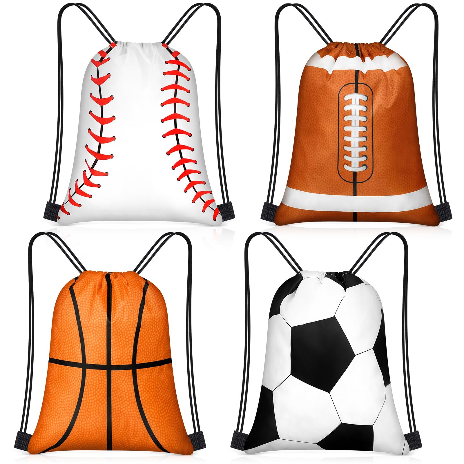 Locmeo 60 Pcs Sports Drawstring Bags Set Bulk 12 x 10 Inch 4 Different Styles