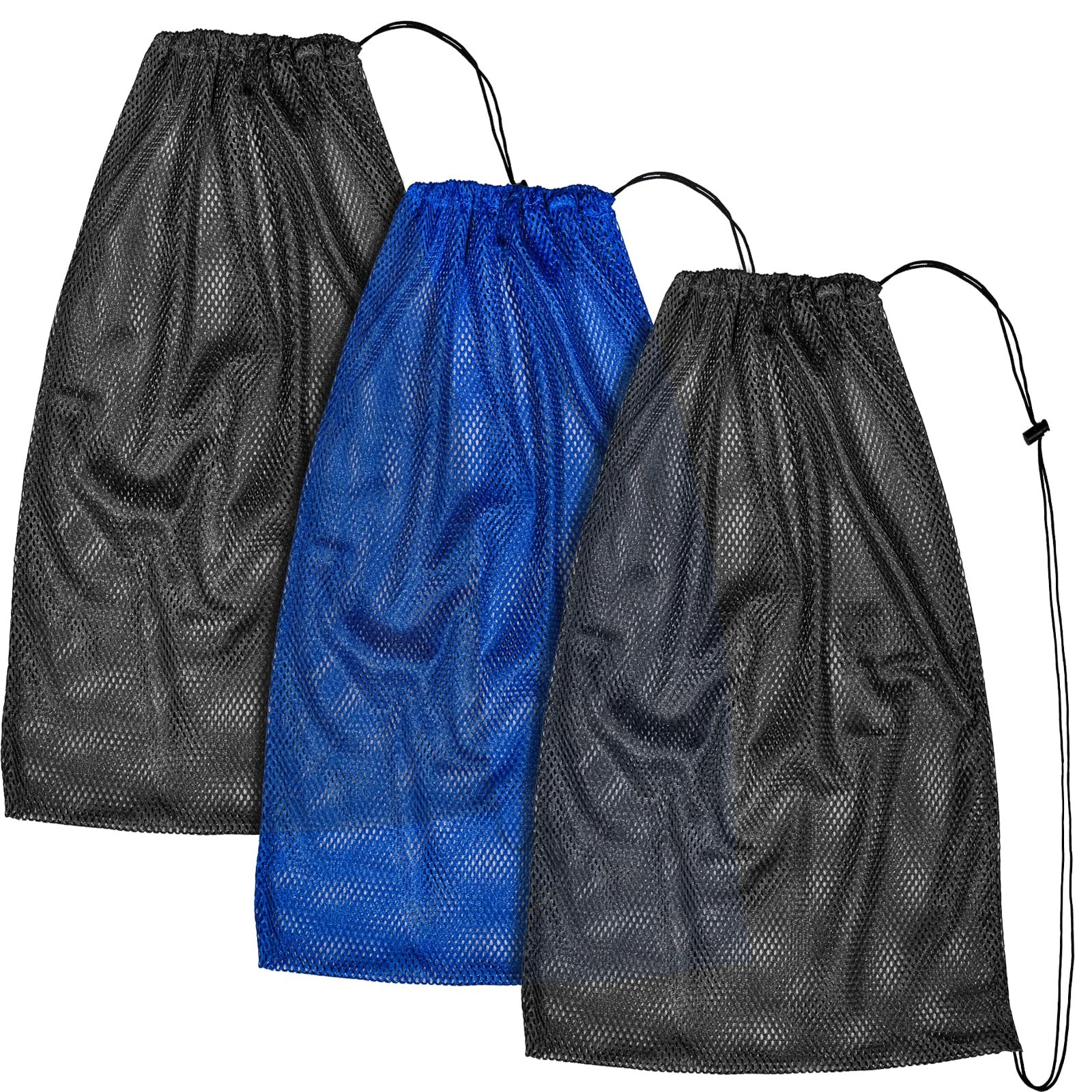 ROKOXIN 3 Pack Mesh Dive Bags Oversized 19″ x 27″ 3 Pack, Black*2+Blue