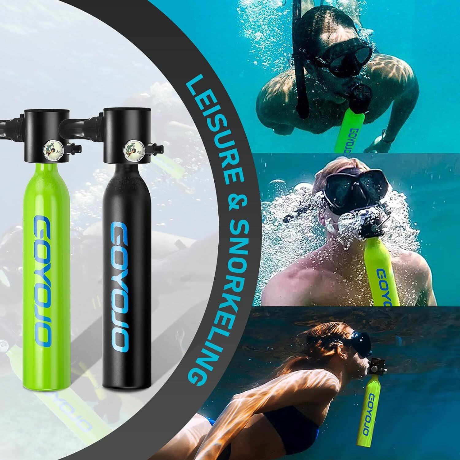 0.5L 2Bottles Mini Scuba Tank Pump for Underwater Breathing Lung Cylinder 10Mins