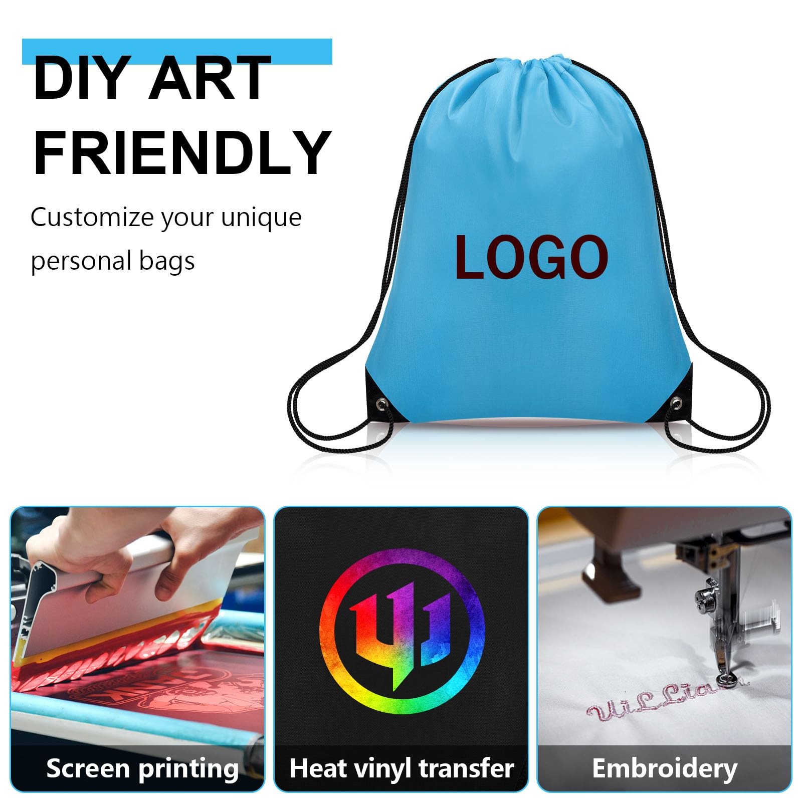 Grneric 150Pcs Drawstring Backpack Bulk Cinch Sackpack Multicolor
