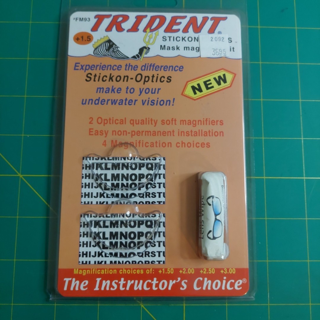 Trident Stickon-Optics +1.5 Magnification Scuba soft magnifiers NEW