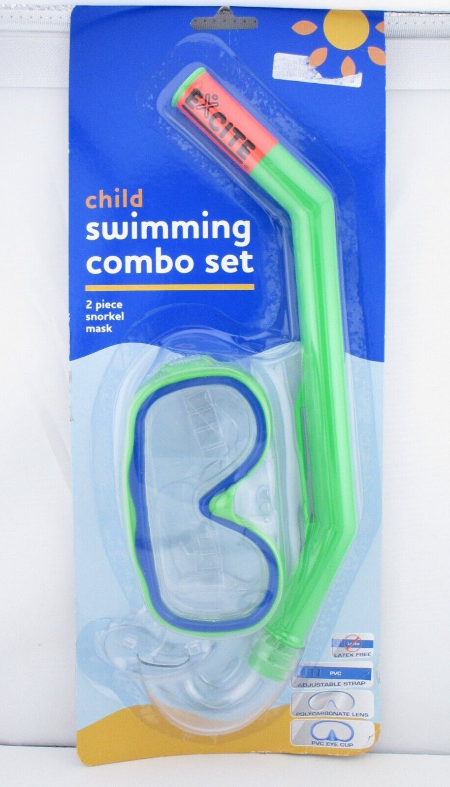 Kids Swimming 2 Piece Snorkel Mask Combo Set, GREEN- FREE SHIPPING, NEW