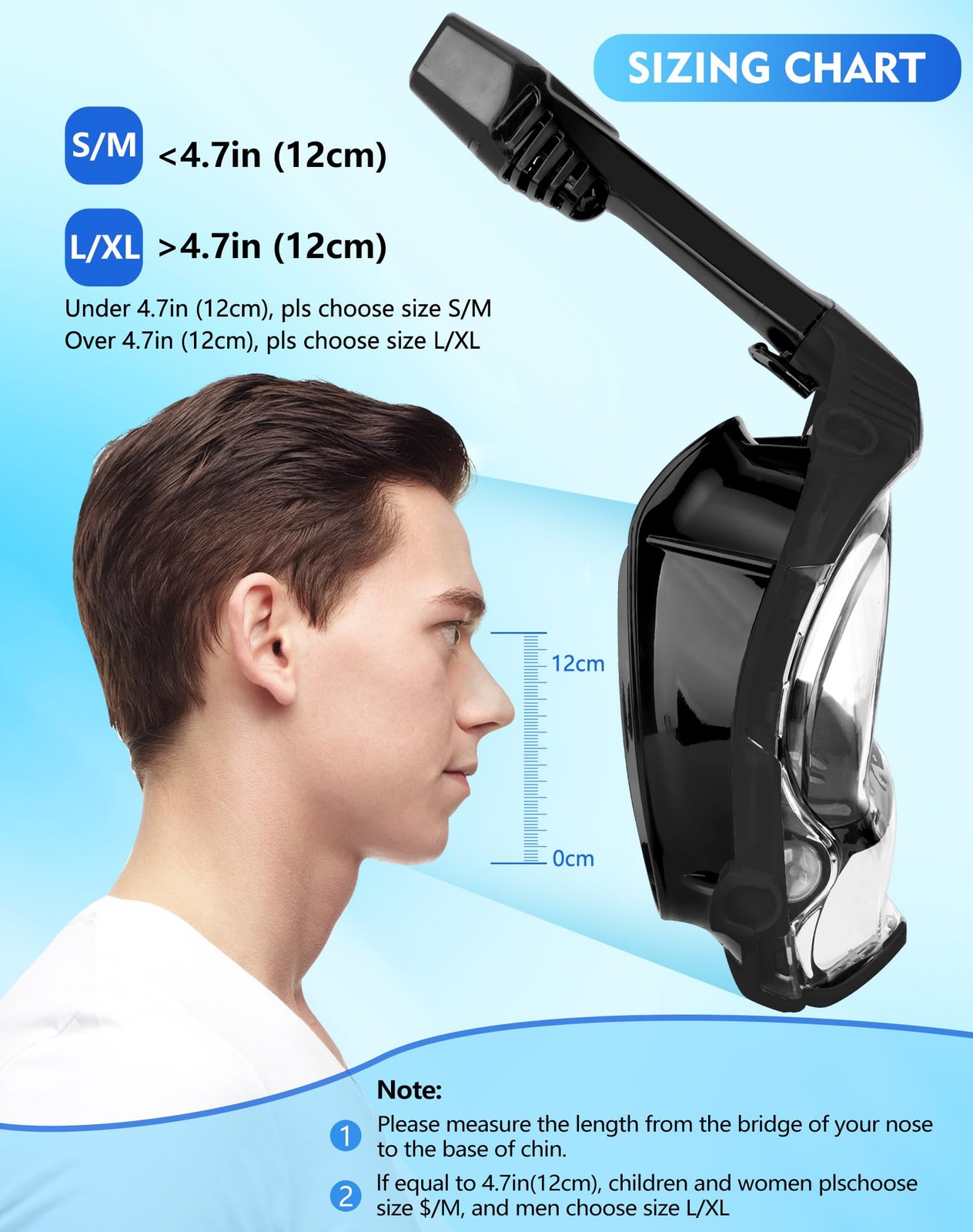 Full Face Snorkel for Adults, Snorkeling Gear with Waterproof Pouch, Unisex f…