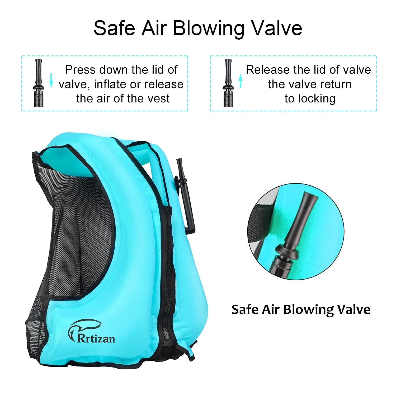 Rrtizan Adults Inflatable Swim Vest, Portable Snorkel Vest, S/M