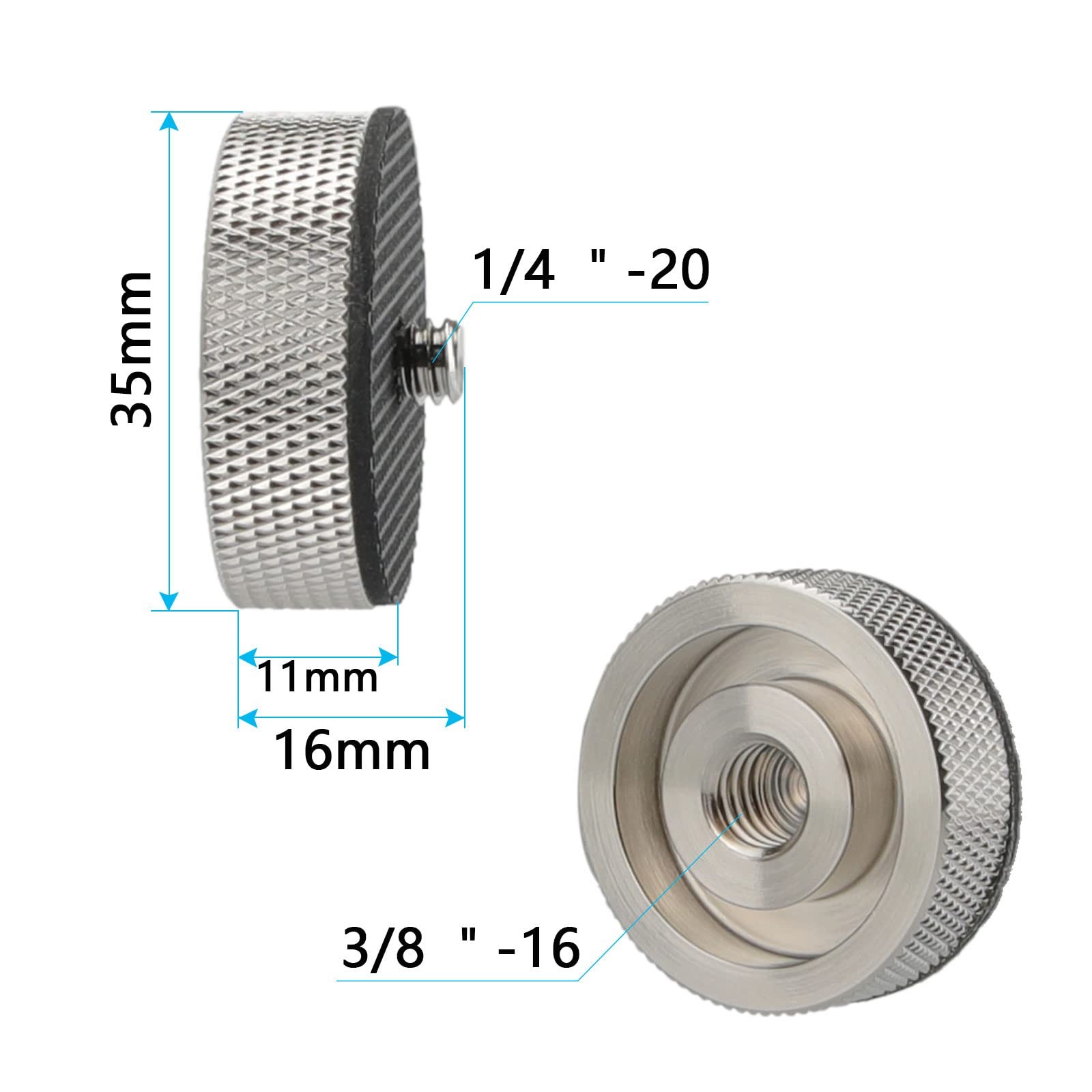 CAMVATE 3/8″-16 Female to 1/4″-20 Male Adapter for Tripod and Camera Silver