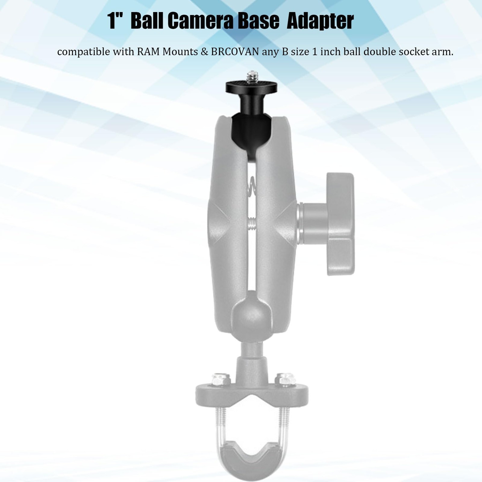 2PC Aluminum Alloy 1″ Ball Mount Adapter with 1/4″-20 Threaded 1 Inch, Black