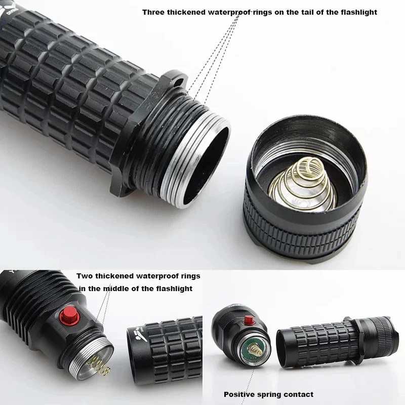 3000LM Dive Torch P70 Diving Flashligh Battery Underwater Diving Fishing Lamp