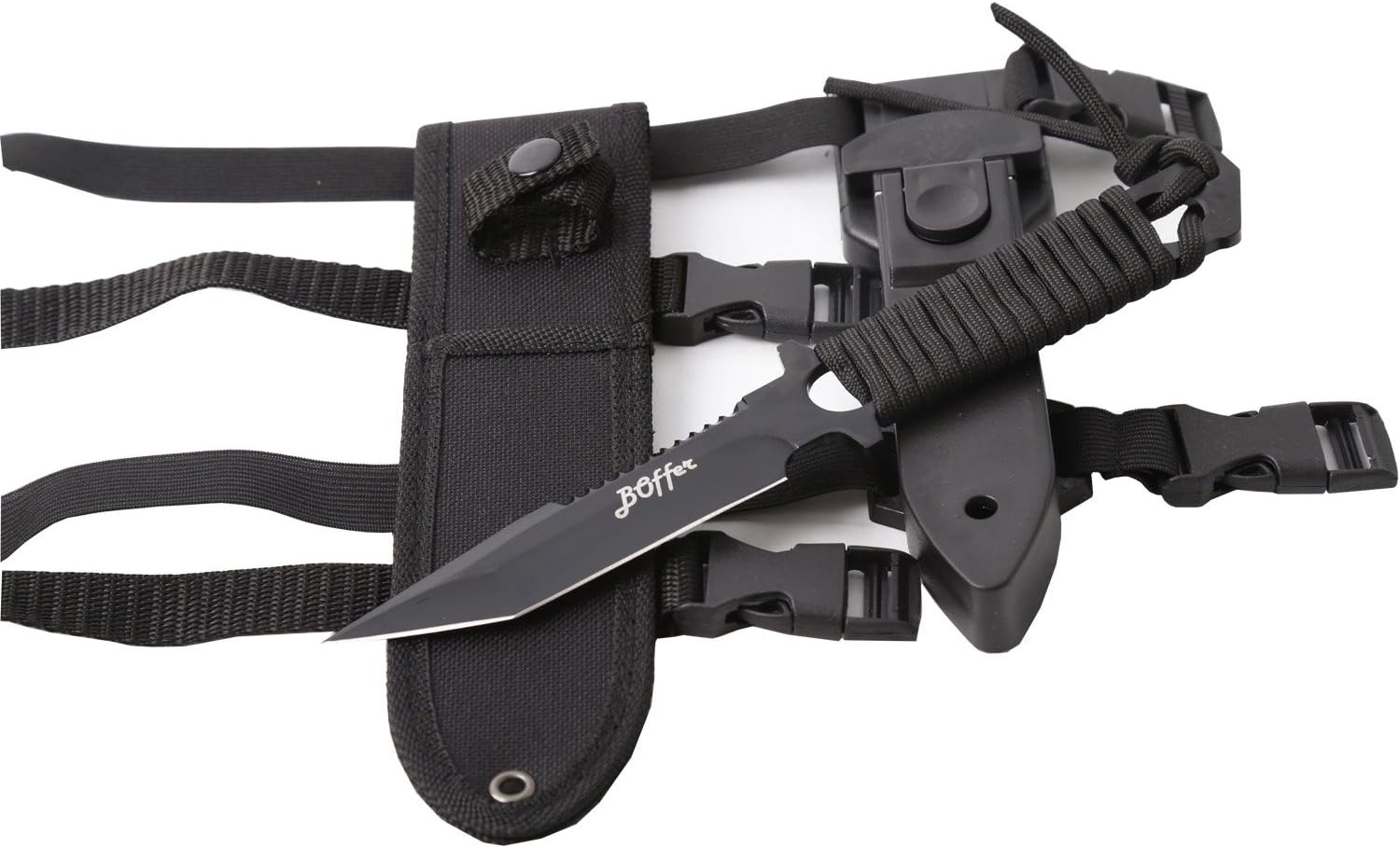 Scuba Dive Knife Black Tactical Blade with Sheath