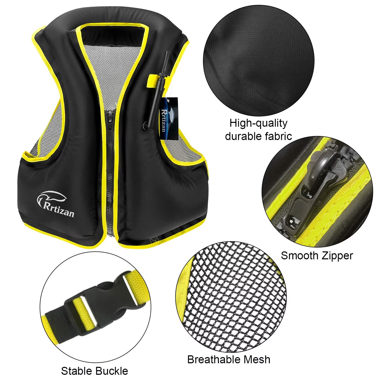 Rrtizan Adults Inflatable Swim Vest, Portable Snorkel Vest, L/XL