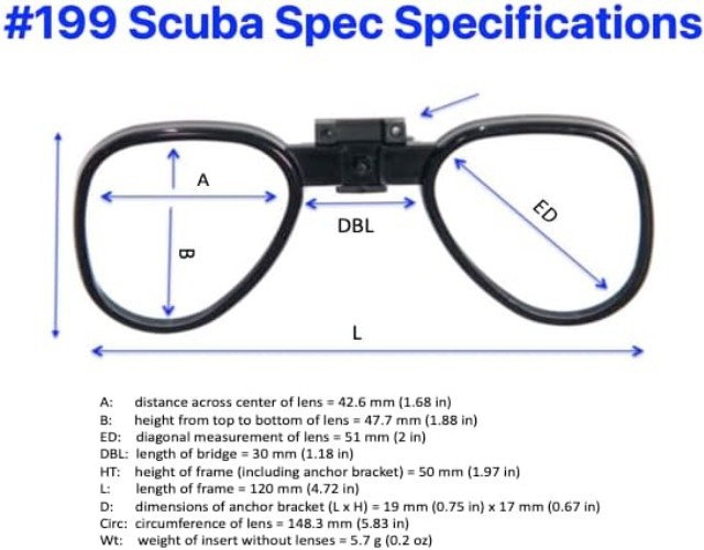 199EB Prescription Lens Insert for Dive and Snorkeling Masks