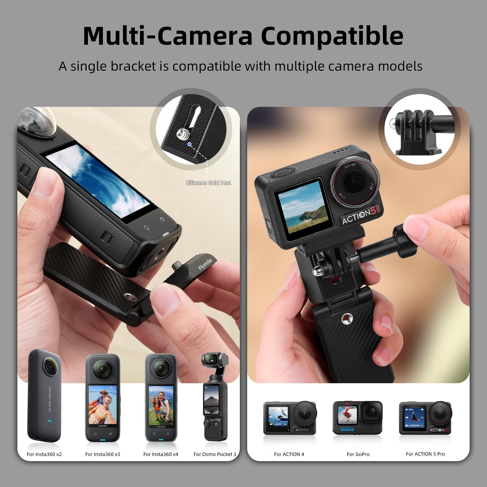 Magnetic Mount for Insta360 X5 X4, L magnetic mount stand insta360, Black