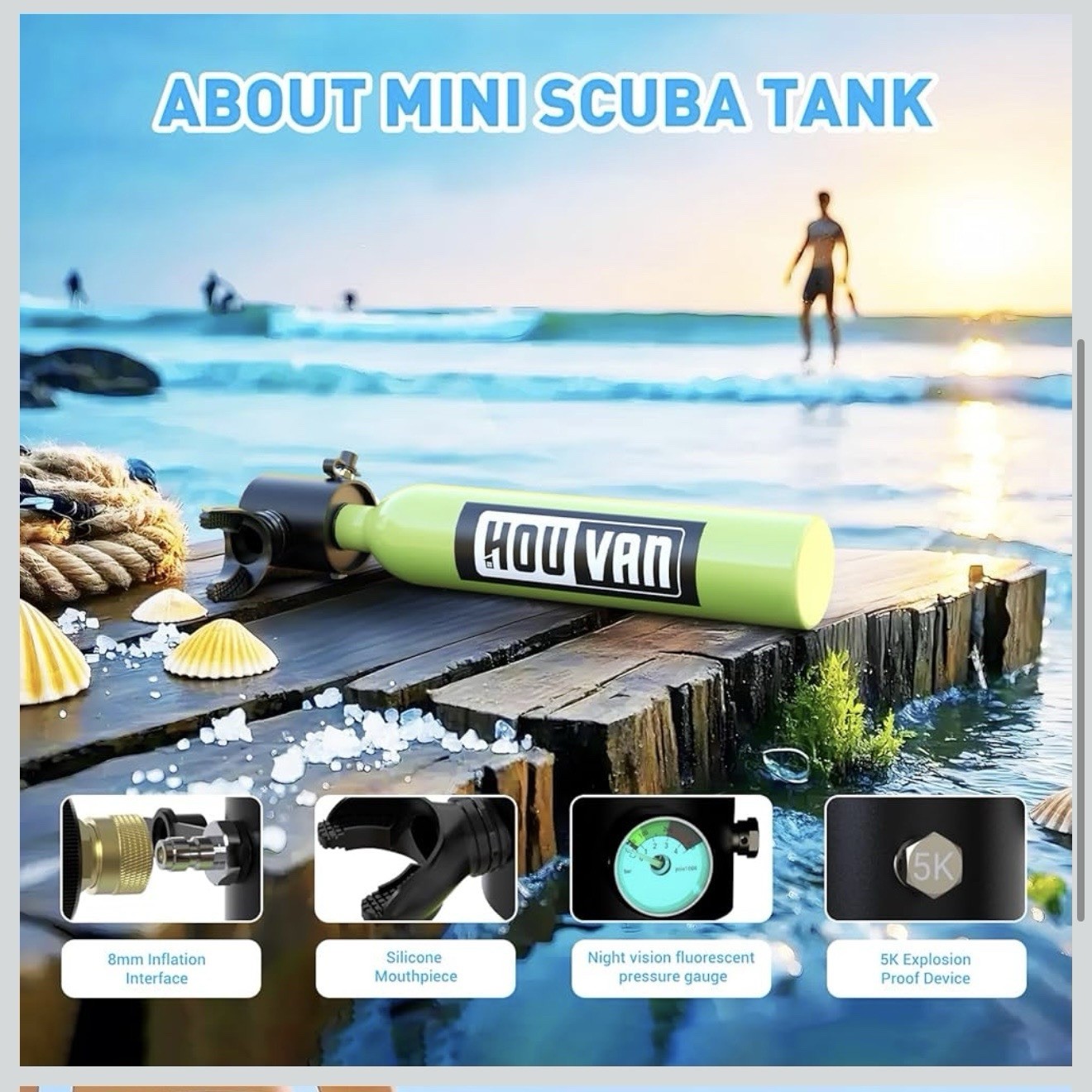 HOUVAN Mini Scuba Tank 0.5L Portable Mini Diving Tank