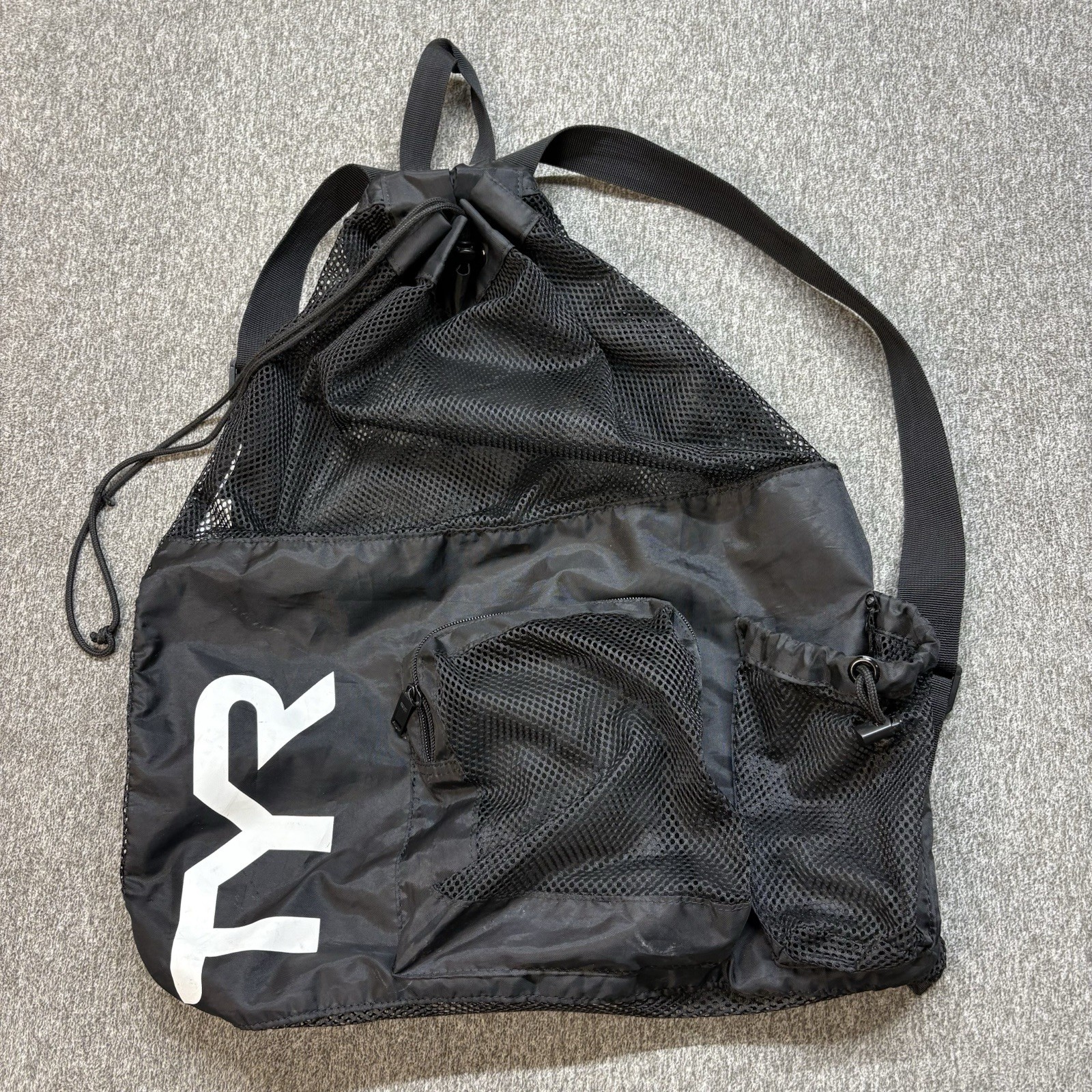 TYR Big Mesh Mummy Backpack Swim Gym Workout Gear Black