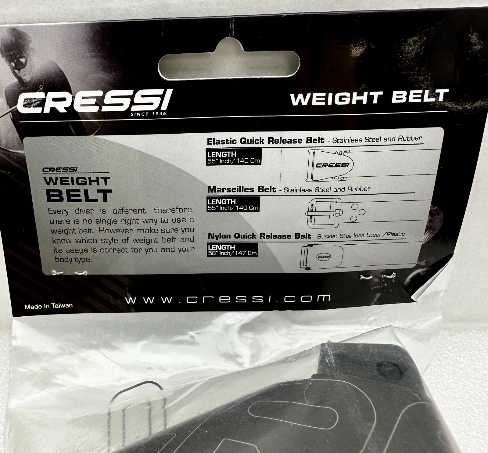 Cressi Weight Belt Nylon Quick Release Plastic Buckle Scuba Diving Belt Blue