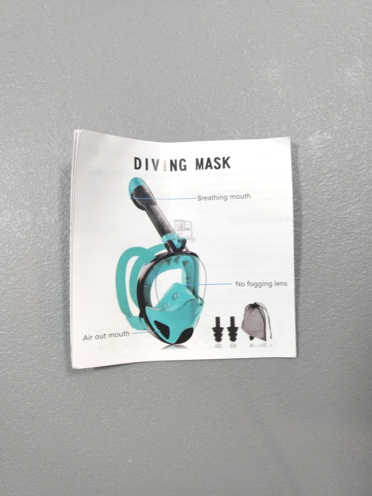 Blue Full Face Snorkel Mask GB 18401-2014 Class 4 QB/T1333-2014 NEW OPEN BOX