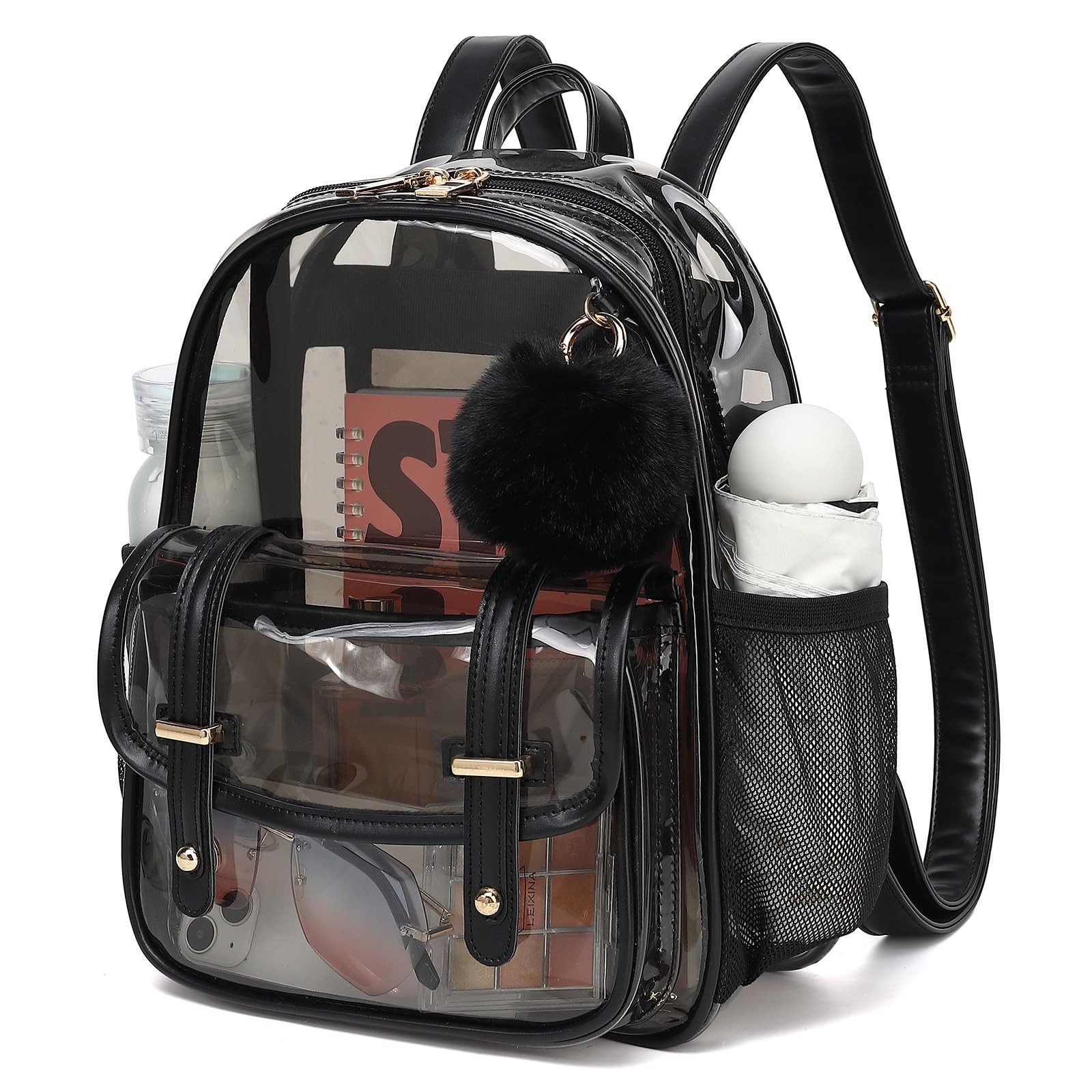 Clear Backpack for Stadium Events, 12x 12.59 x 9.44 x 4.33 inches, Semi Black