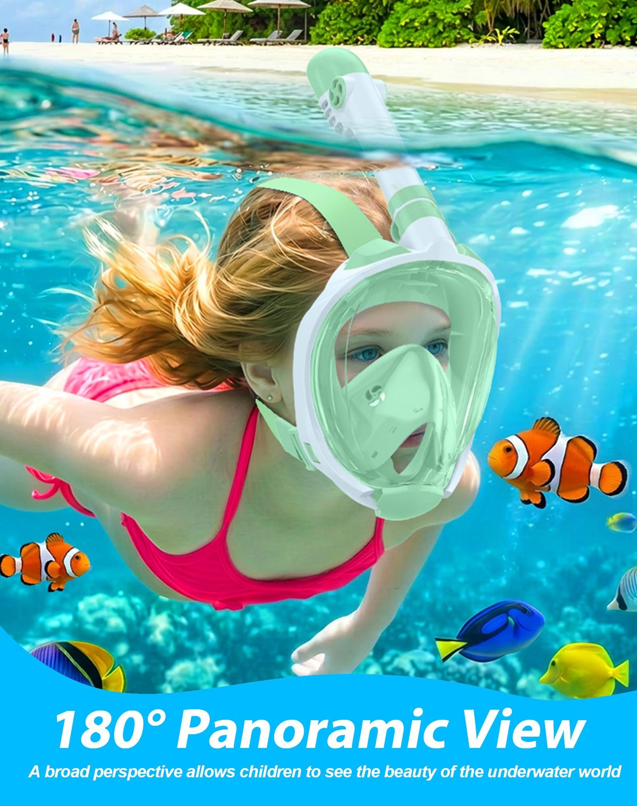 Greatever Snorkeling Gear for Kids, Ideal Gifts of Kids A12-Purple Cyan