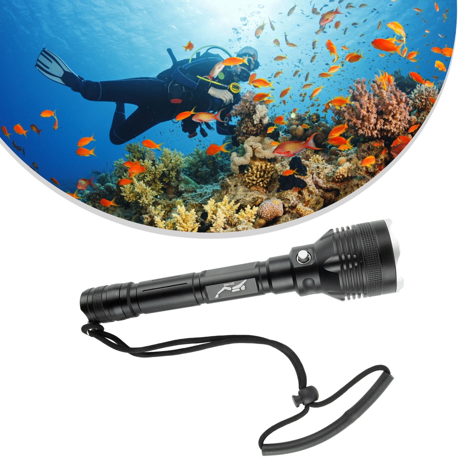 White Light Flashlight Sporting Goods Diving Flashlight Underwater Highlight